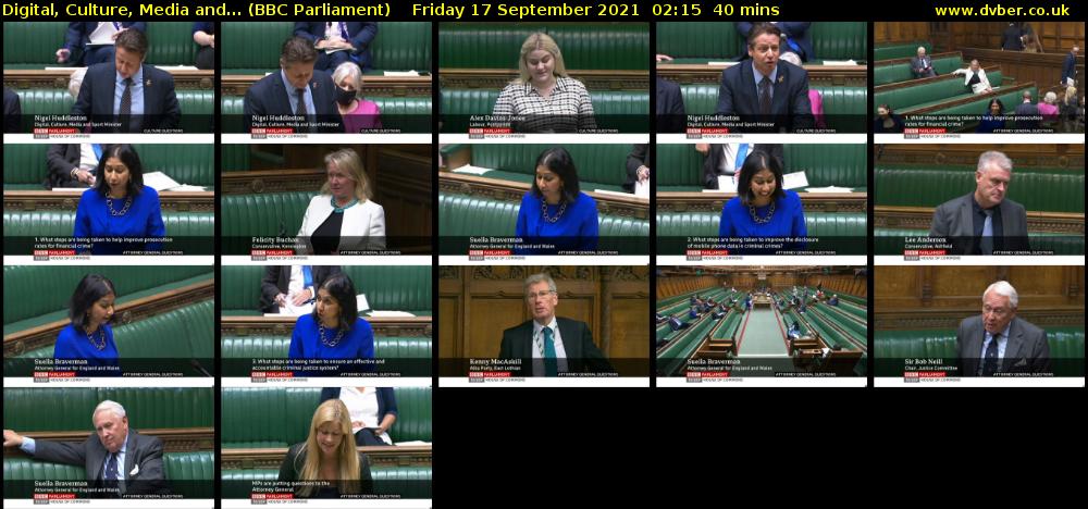 Digital, Culture, Media and... (BBC Parliament) Friday 17 September 2021 02:15 - 02:55