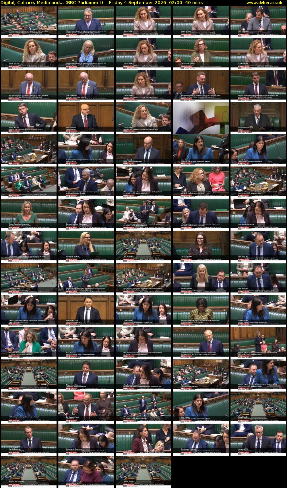Digital, Culture, Media and... (BBC Parliament) Friday 4 September 2026 02:00 - 02:40