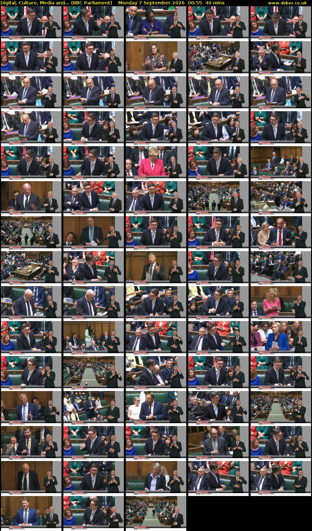 Digital, Culture, Media and... (BBC Parliament) Monday 7 September 2026 00:55 - 01:35