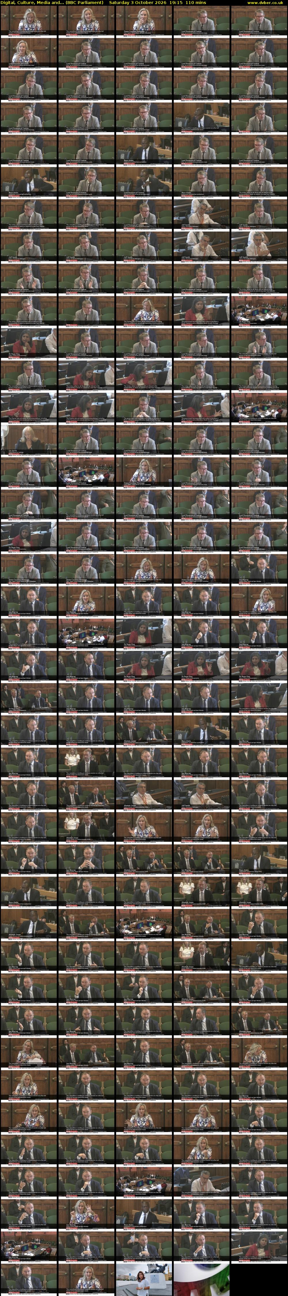 Digital, Culture, Media and... (BBC Parliament) Saturday 3 October 2026 19:15 - 21:05