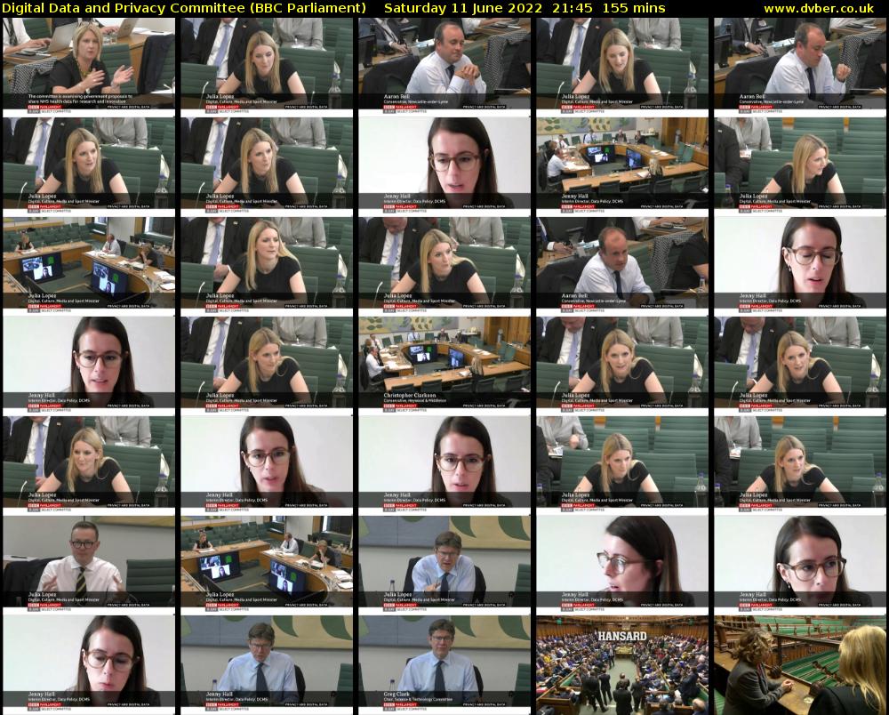 Digital Data and Privacy Committee (BBC Parliament) Saturday 11 June 2022 21:45 - 00:20