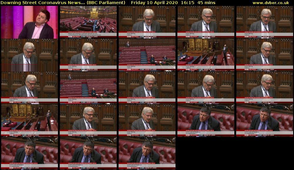 Downing Street Coronavirus News... (BBC Parliament) Friday 10 April 2020 16:15 - 17:00