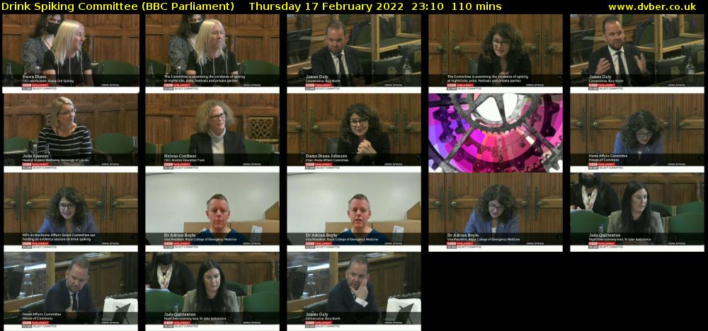 Drink Spiking Committee (BBC Parliament) Thursday 17 February 2022 23:10 - 01:00