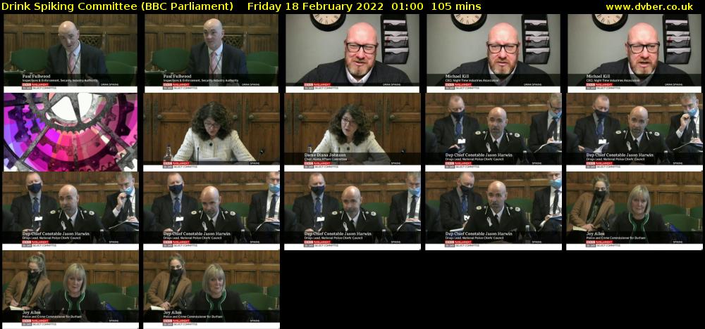 Drink Spiking Committee (BBC Parliament) Friday 18 February 2022 01:00 - 02:45