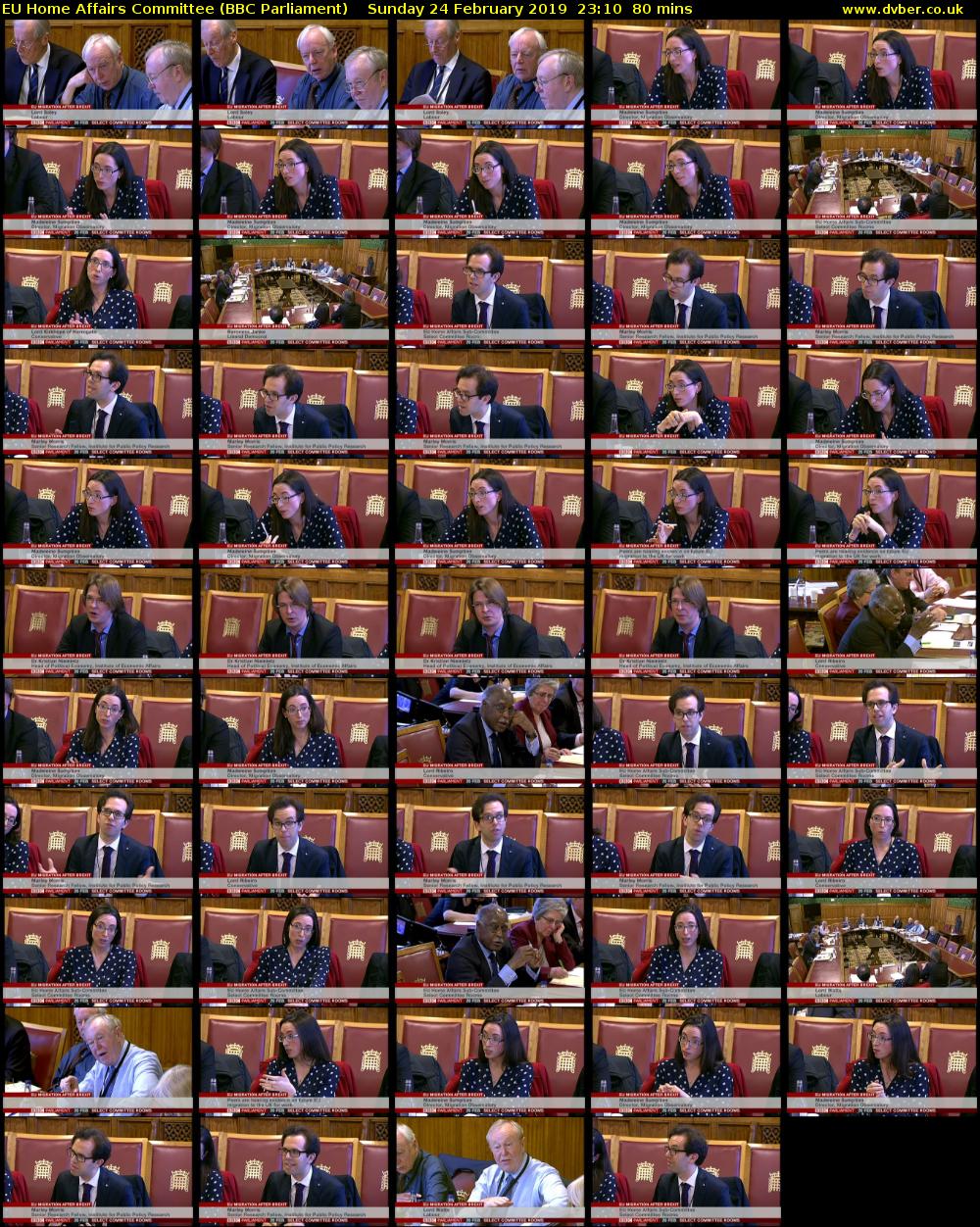 EU Home Affairs Committee (BBC Parliament) Sunday 24 February 2019 23:10 - 00:30