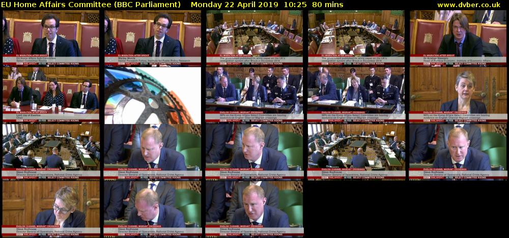 EU Home Affairs Committee (BBC Parliament) Monday 22 April 2019 10:25 - 11:45