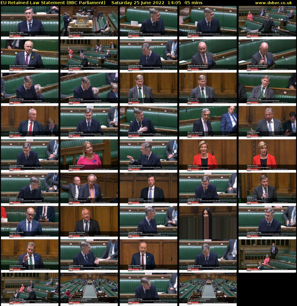 EU Retained Law Statement (BBC Parliament) Saturday 25 June 2022 14:05 - 14:50