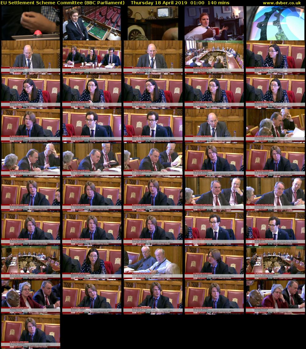 EU Settlement Scheme Committee (BBC Parliament) Thursday 18 April 2019 01:00 - 03:20
