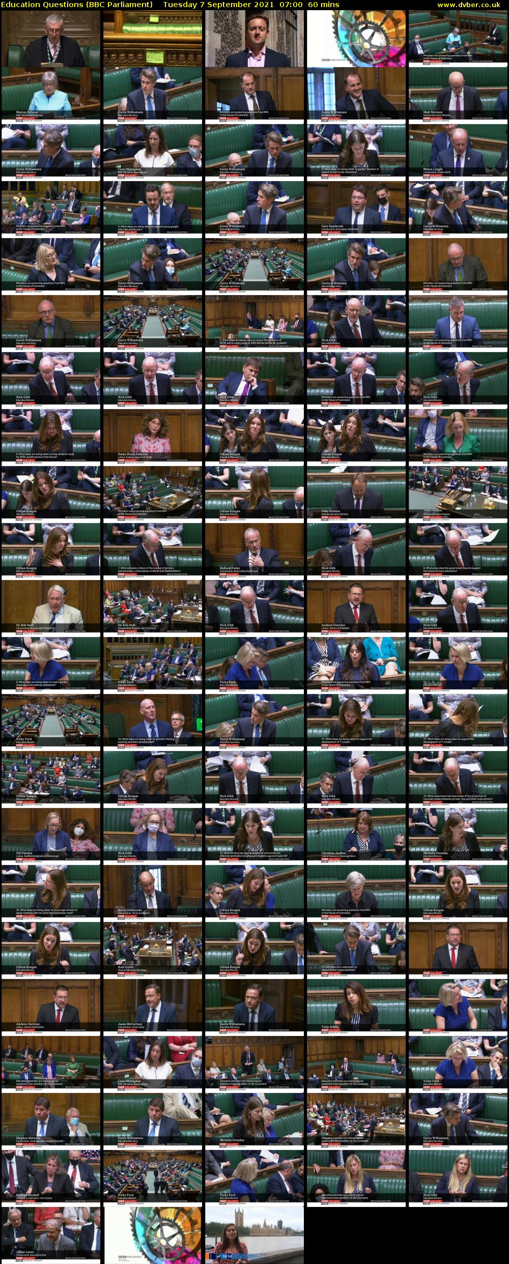 Education Questions (BBC Parliament) Tuesday 7 September 2021 07:00 - 08:00