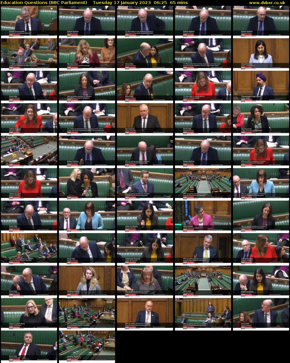 Education Questions (BBC Parliament) Tuesday 17 January 2023 06:25 - 07:30