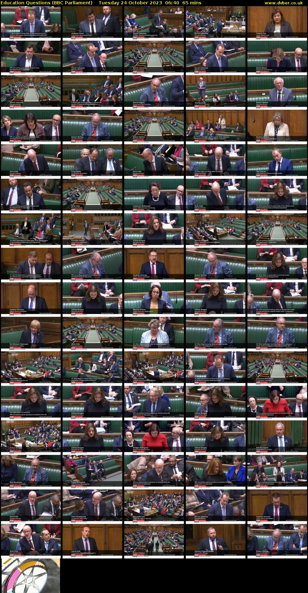 Education Questions (BBC Parliament) Tuesday 24 October 2023 06:40 - 07:45