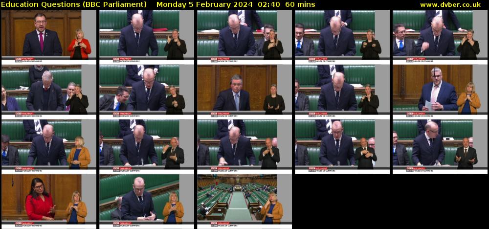 Education Questions (BBC Parliament) Monday 5 February 2024 02:40 - 03:40