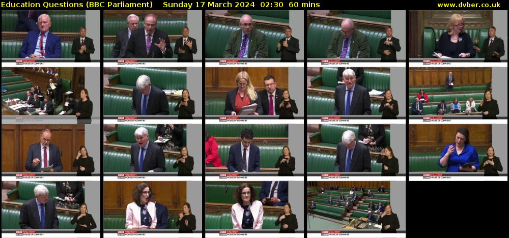 Education Questions (BBC Parliament) Sunday 17 March 2024 02:30 - 03:30