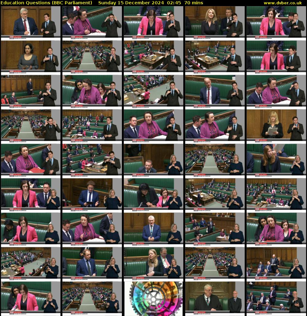 Education Questions (BBC Parliament) Sunday 15 December 2024 02:45 - 03:55