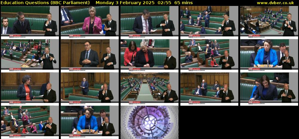Education Questions (BBC Parliament) Monday 3 February 2025 02:55 - 04:00