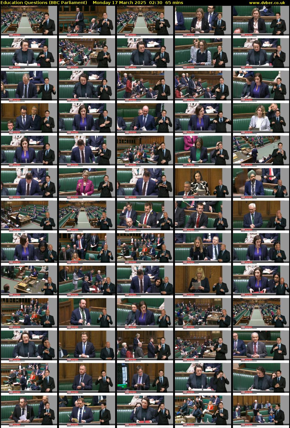 Education Questions (BBC Parliament) Monday 17 March 2025 02:30 - 03:35