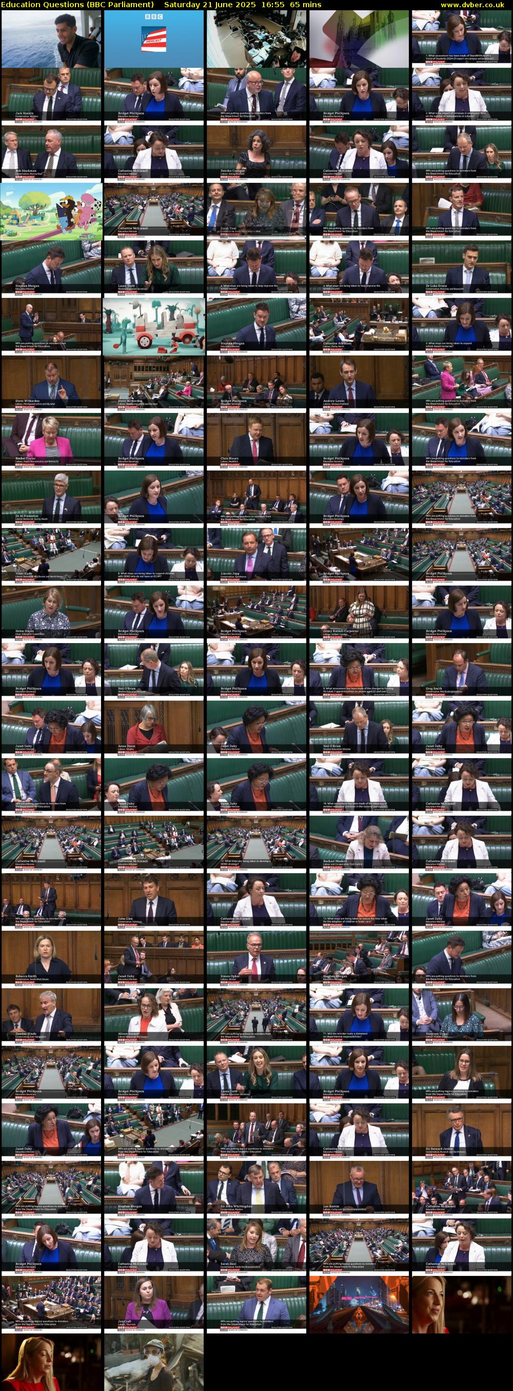 Education Questions (BBC Parliament) Saturday 21 June 2025 16:55 - 18:00