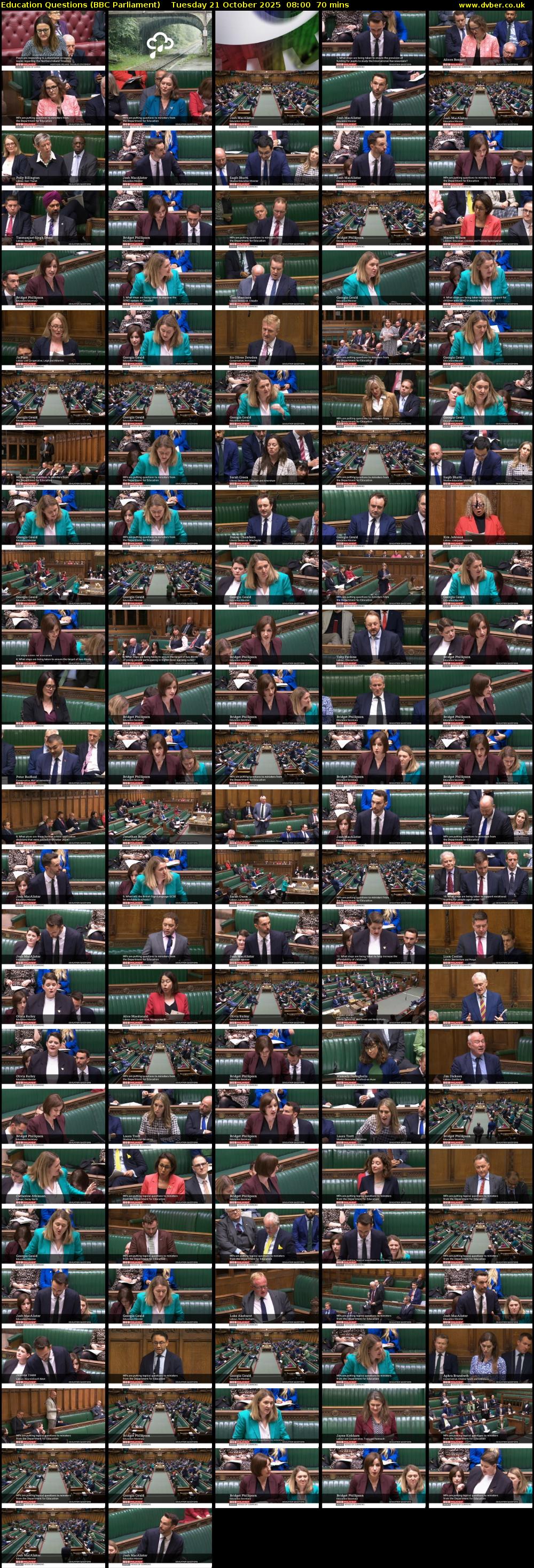 Education Questions (BBC Parliament) Tuesday 21 October 2025 08:00 - 09:10