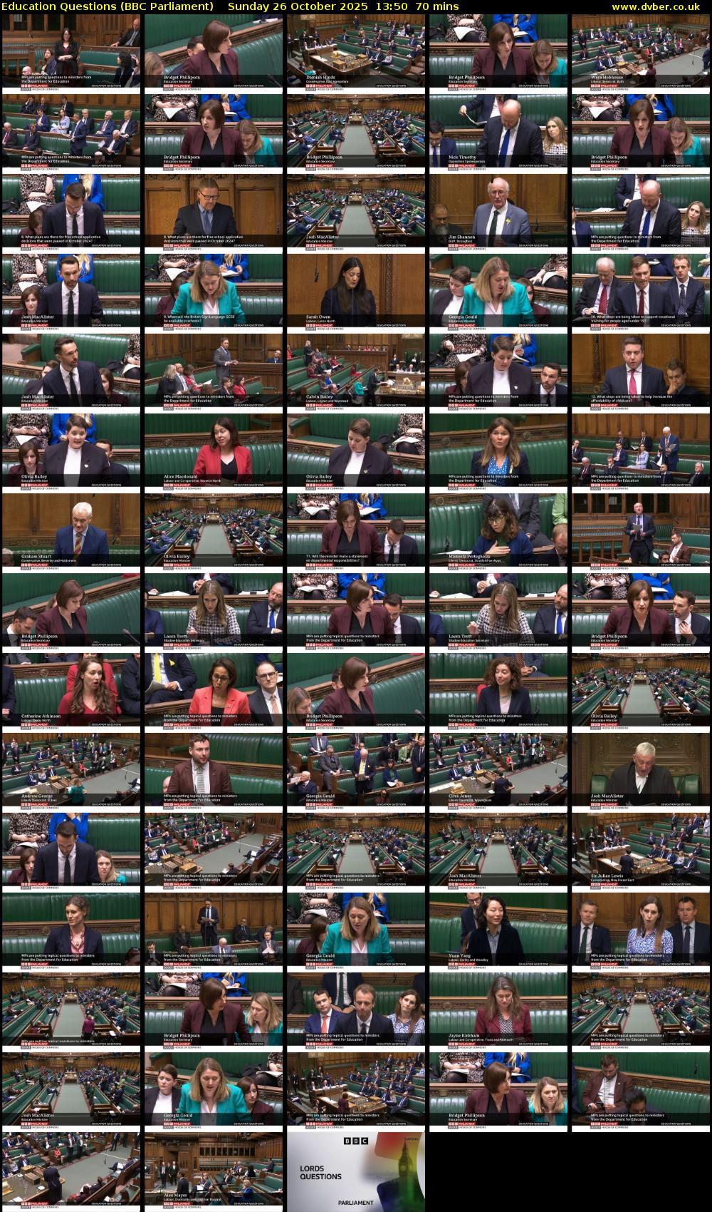 Education Questions (BBC Parliament) Sunday 26 October 2025 13:50 - 15:00