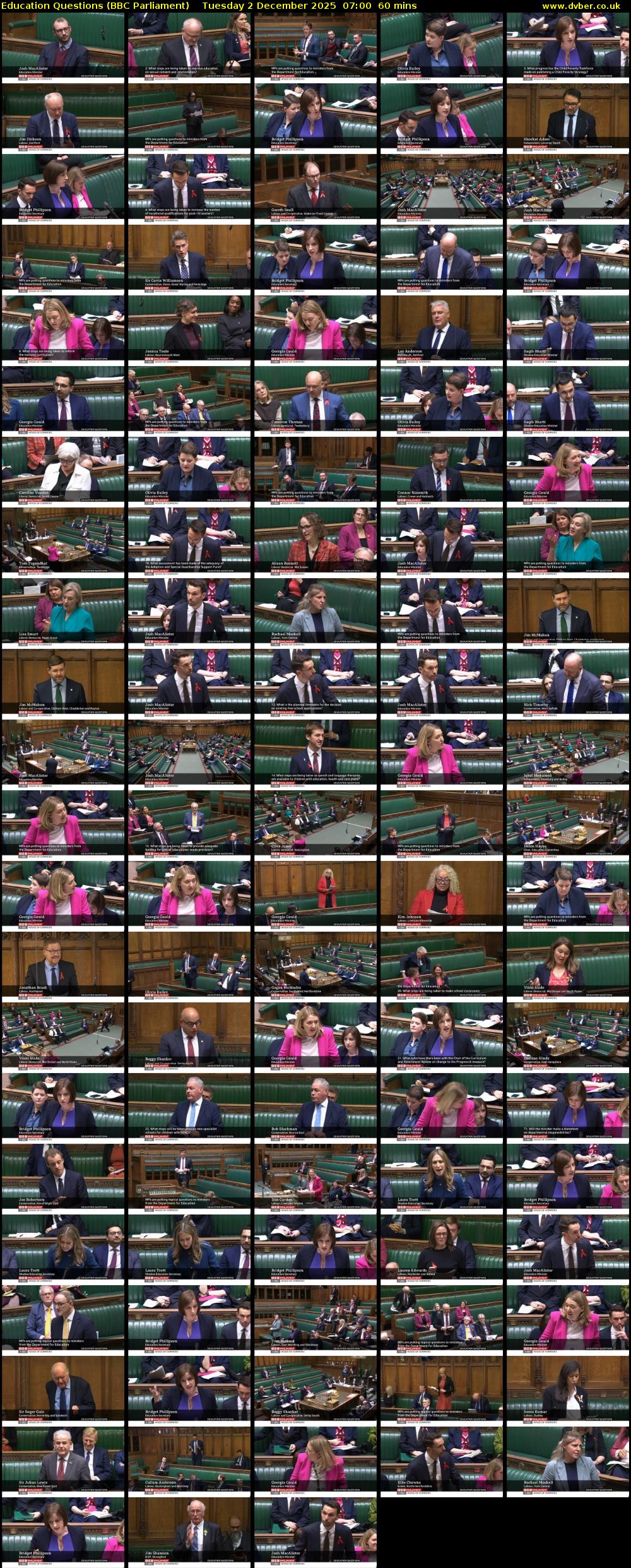 Education Questions (BBC Parliament) Tuesday 2 December 2025 07:00 - 08:00