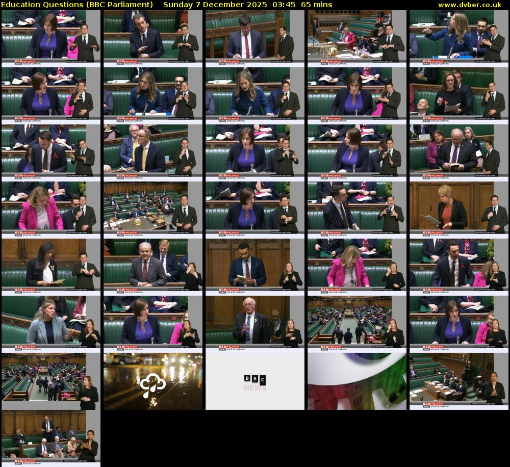 Education Questions (BBC Parliament) Sunday 7 December 2025 03:45 - 04:50