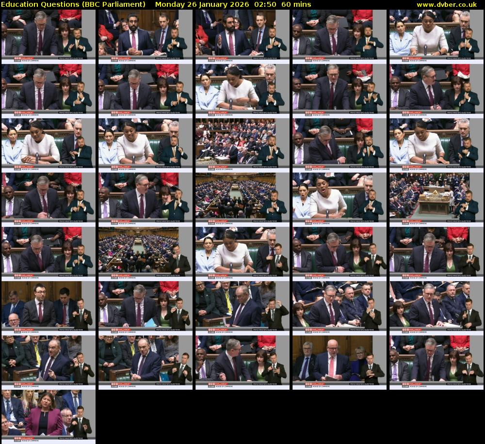 Education Questions (BBC Parliament) Monday 26 January 2026 02:50 - 03:50