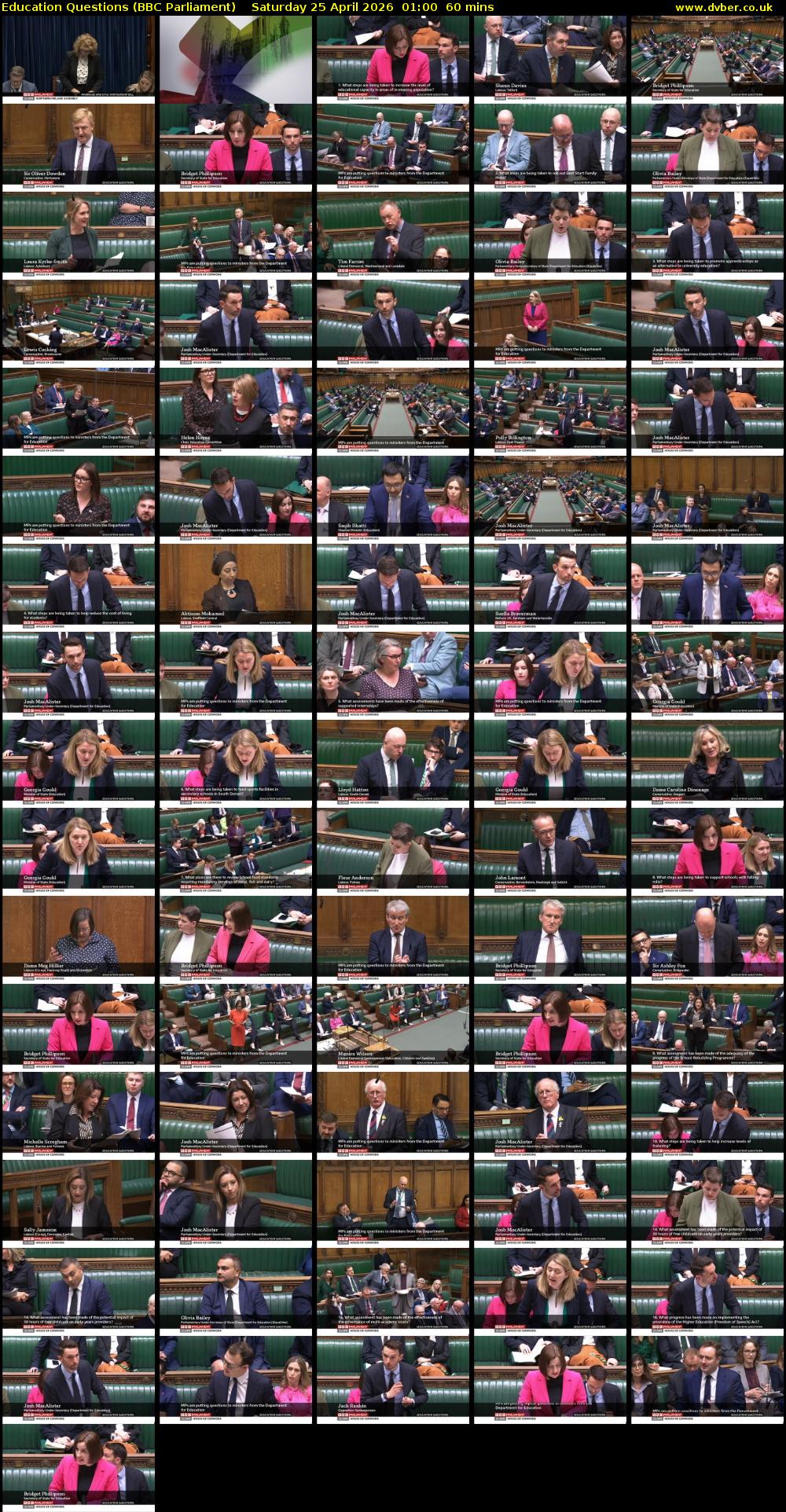 Education Questions (BBC Parliament) Saturday 25 April 2026 01:00 - 02:00