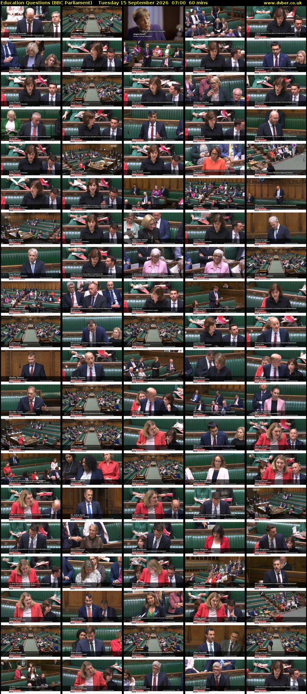Education Questions (BBC Parliament) Tuesday 15 September 2026 07:00 - 08:00