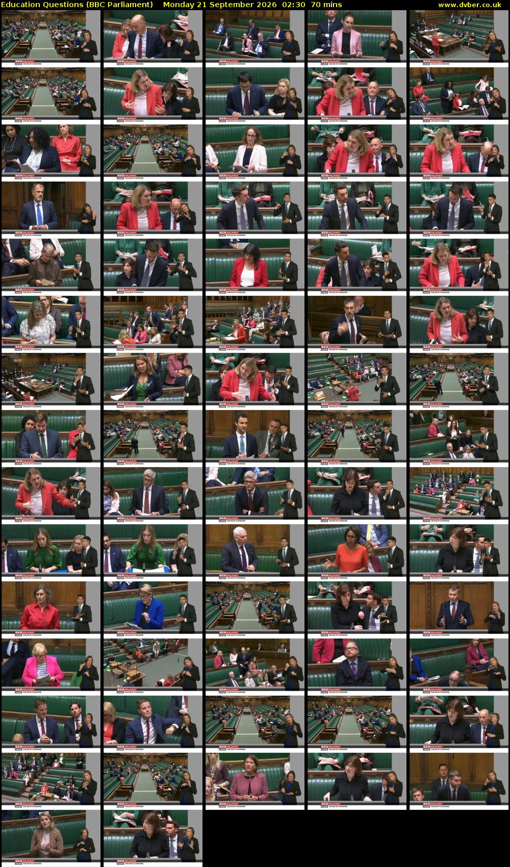 Education Questions (BBC Parliament) Monday 21 September 2026 02:30 - 03:40