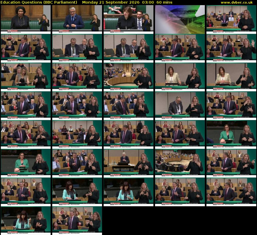 Education Questions (BBC Parliament) Monday 21 September 2026 03:00 - 04:00