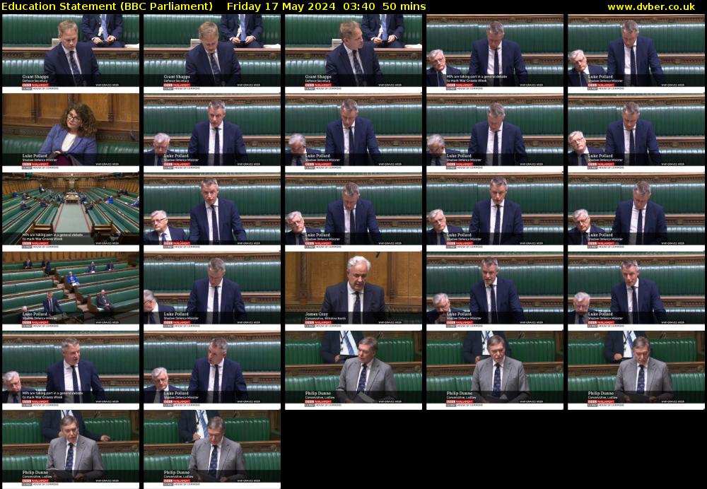 Education Statement (BBC Parliament) Friday 17 May 2024 03:40 - 04:30