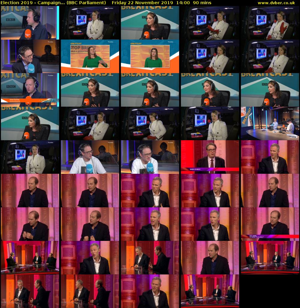 Election 2019 - Campaign... (BBC Parliament) Friday 22 November 2019 14:00 - 15:30