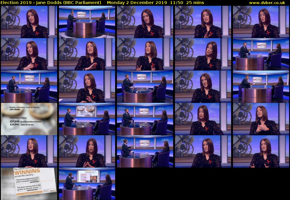 Election 2019 - Jane Dodds (BBC Parliament) Monday 2 December 2019 11:50 - 12:15