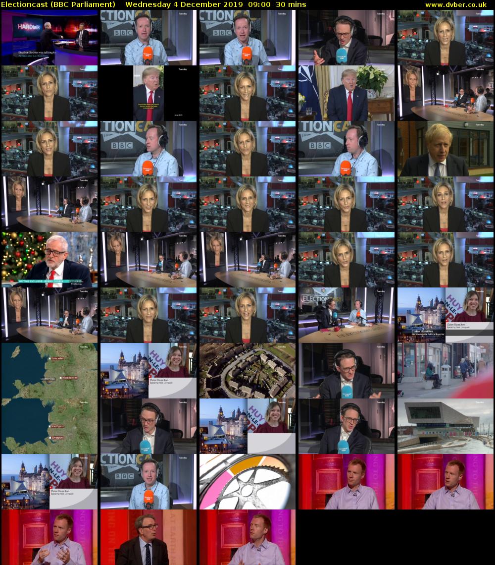 Electioncast (BBC Parliament) Wednesday 4 December 2019 09:00 - 09:30