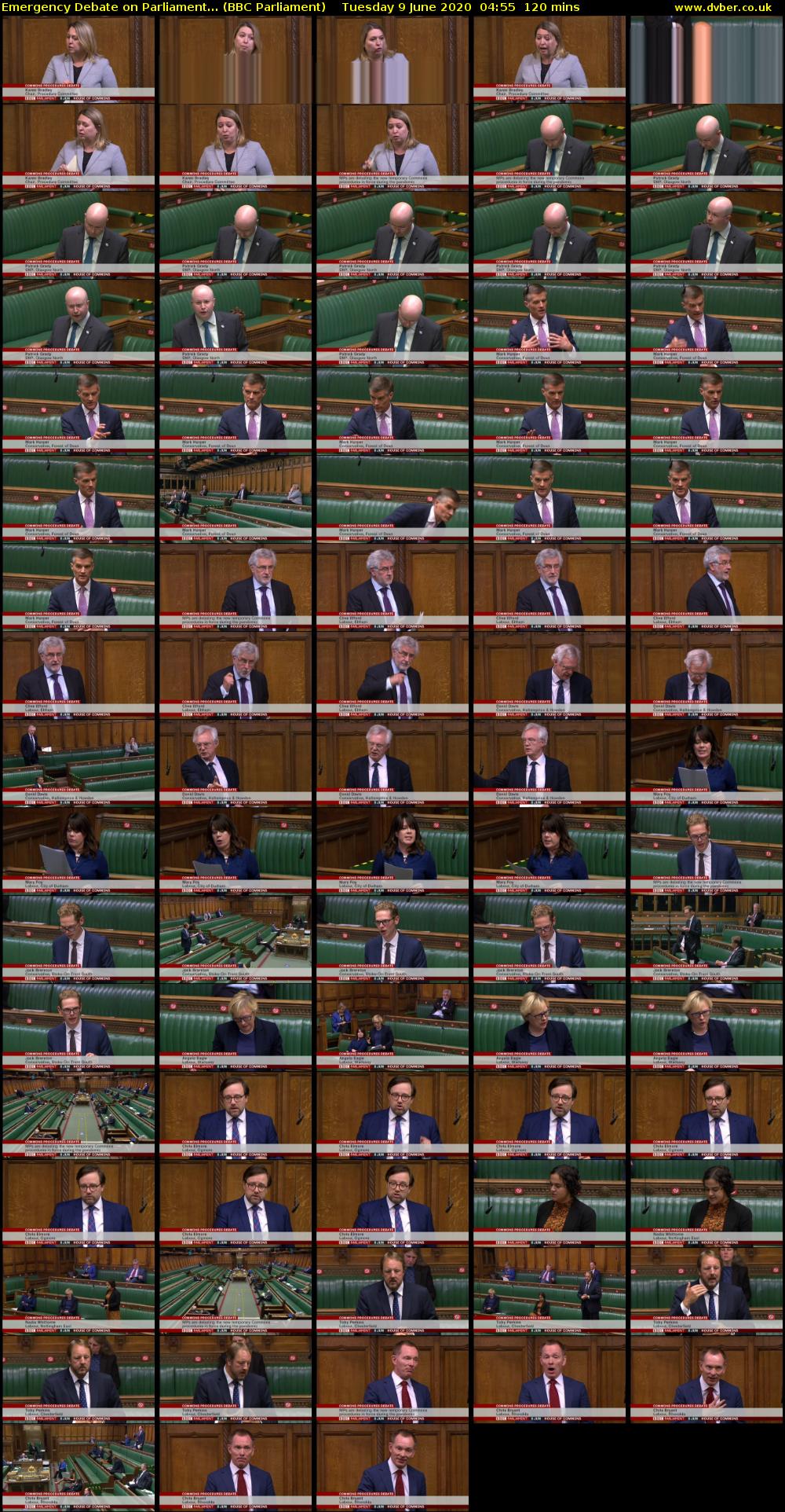 Emergency Debate on Parliament... (BBC Parliament) Tuesday 9 June 2020 04:55 - 06:55