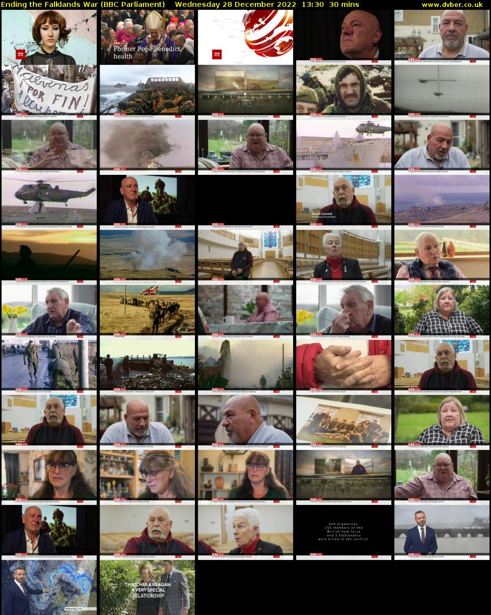Ending the Falklands War (BBC Parliament) Wednesday 28 December 2022 13:30 - 14:00