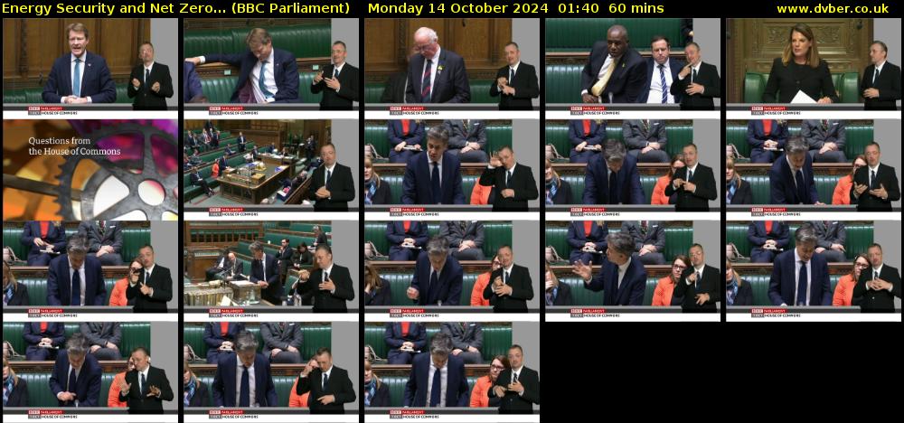 Energy Security and Net Zero... (BBC Parliament) Monday 14 October 2024 01:40 - 02:40