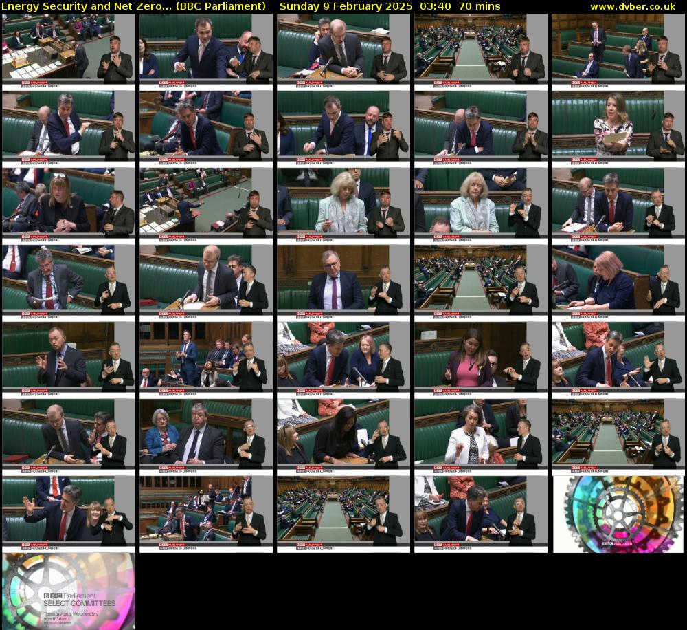 Energy Security and Net Zero... (BBC Parliament) Sunday 9 February 2025 03:40 - 04:50
