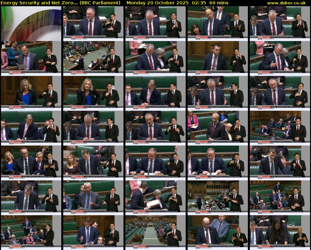 Energy Security and Net Zero... (BBC Parliament) Monday 20 October 2025 02:35 - 03:35