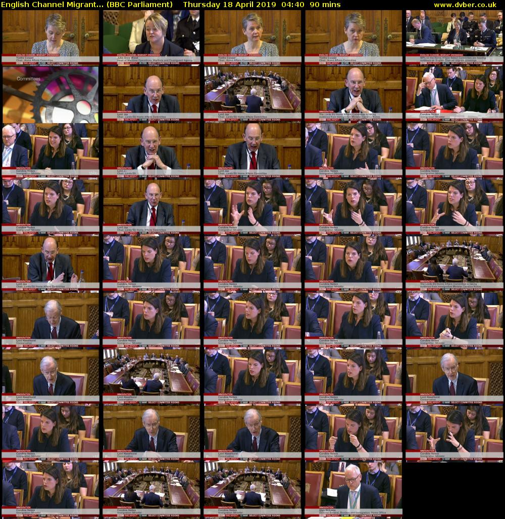 English Channel Migrant... (BBC Parliament) Thursday 18 April 2019 04:40 - 06:10