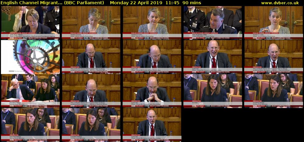 English Channel Migrant... (BBC Parliament) Monday 22 April 2019 11:45 - 13:15