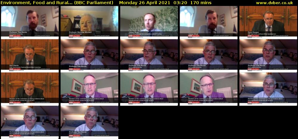 Environment, Food and Rural... (BBC Parliament) Monday 26 April 2021 03:20 - 06:10