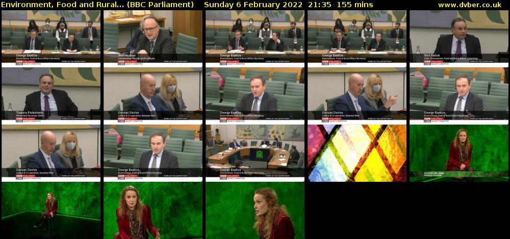 Environment, Food and Rural... (BBC Parliament) Sunday 6 February 2022 21:35 - 00:10