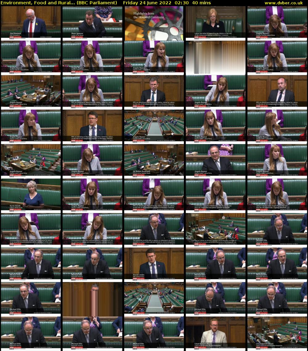 Environment, Food and Rural... (BBC Parliament) Friday 24 June 2022 02:30 - 03:10