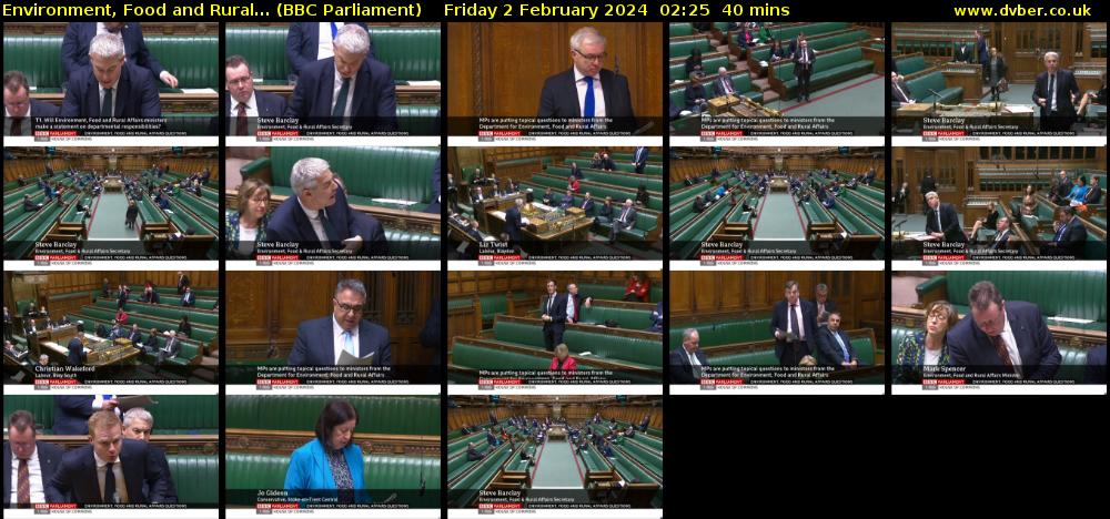 Environment, Food and Rural... (BBC Parliament) Friday 2 February 2024 02:25 - 03:05