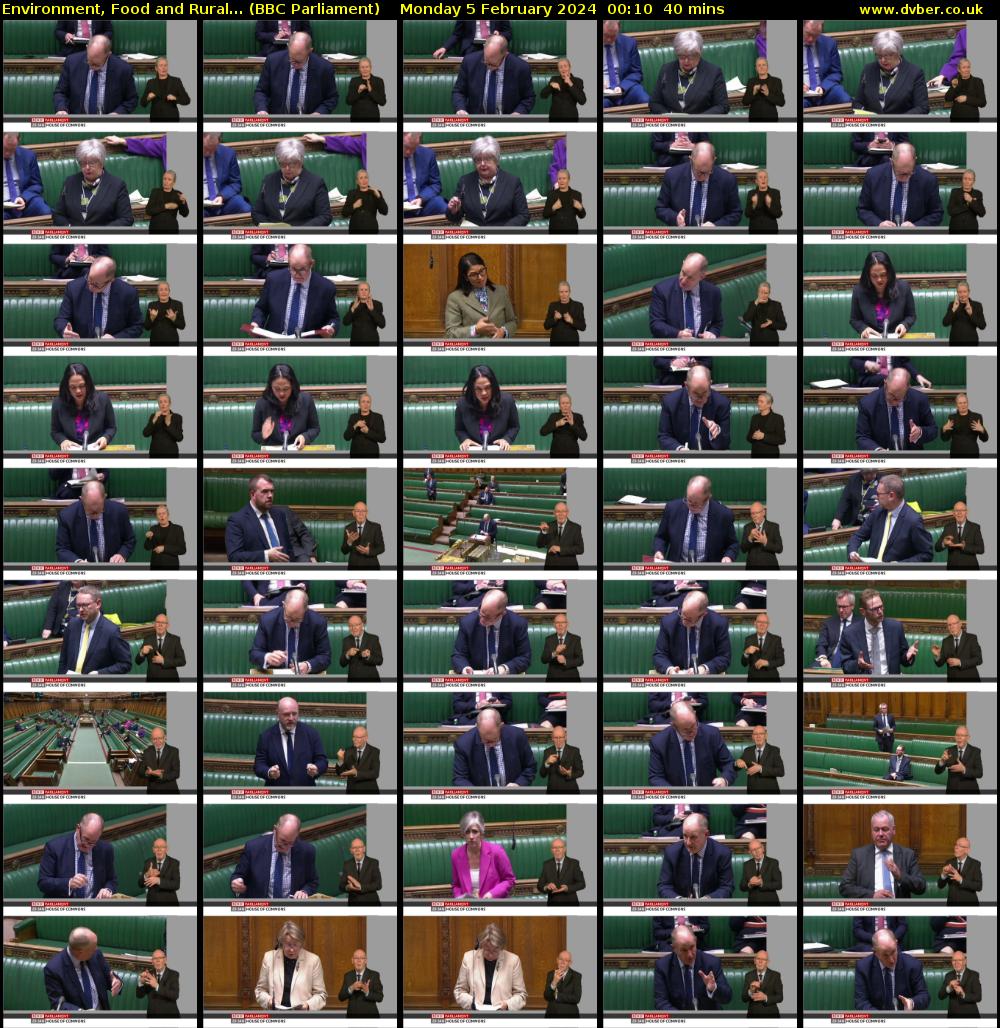 Environment, Food and Rural... (BBC Parliament) Monday 5 February 2024 00:10 - 00:50