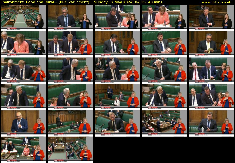 Environment, Food and Rural... (BBC Parliament) Sunday 12 May 2024 04:15 - 04:55