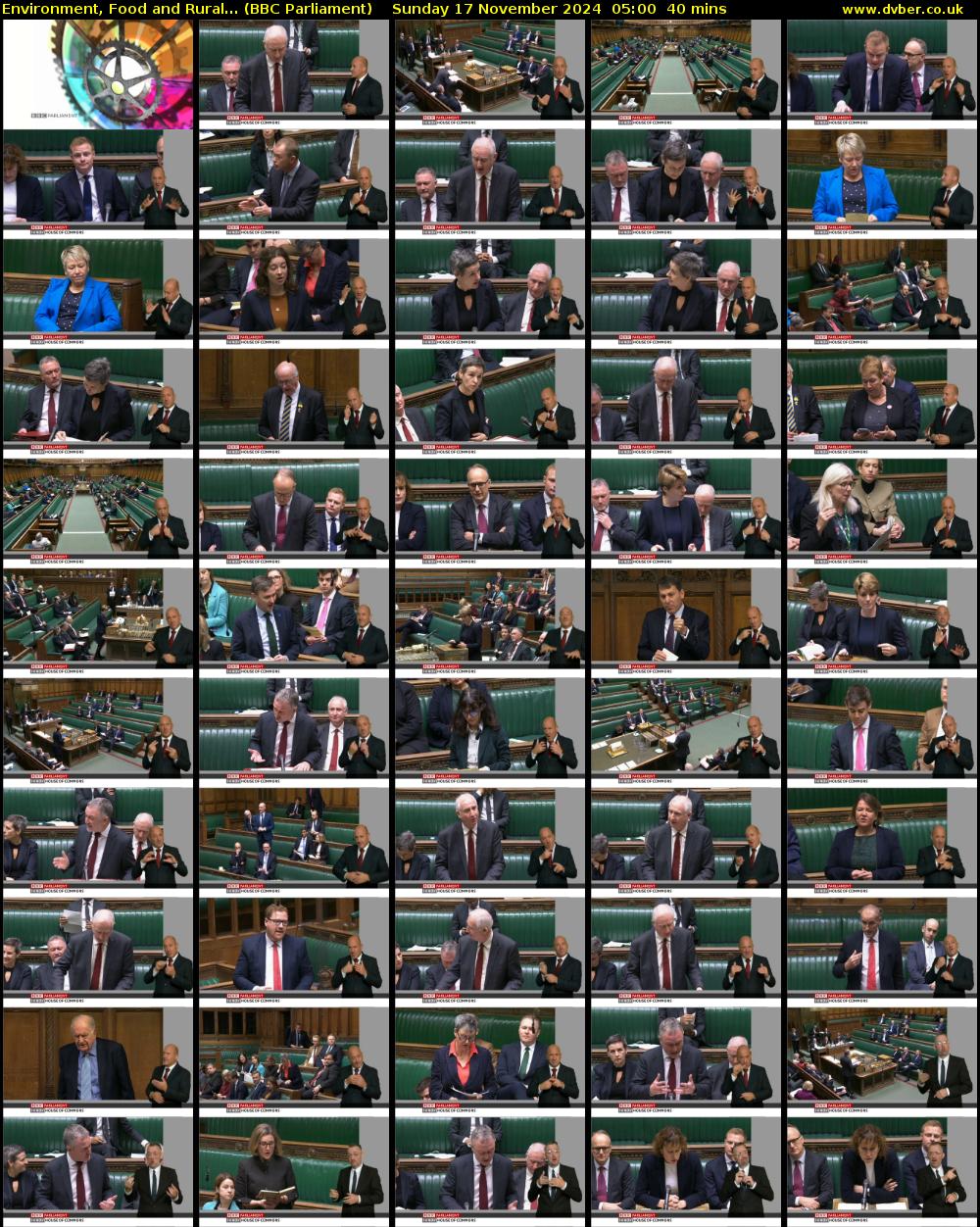 Environment, Food and Rural... (BBC Parliament) Sunday 17 November 2024 05:00 - 05:40