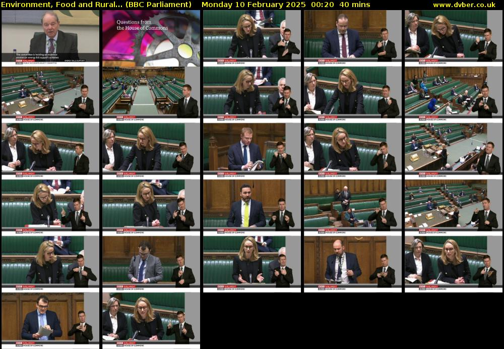 Environment, Food and Rural... (BBC Parliament) Monday 10 February 2025 00:20 - 01:00