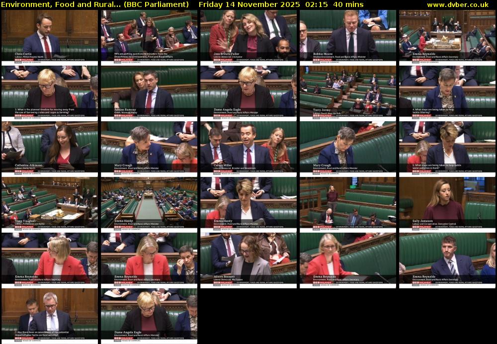 Environment, Food and Rural... (BBC Parliament) Friday 14 November 2025 02:15 - 02:55